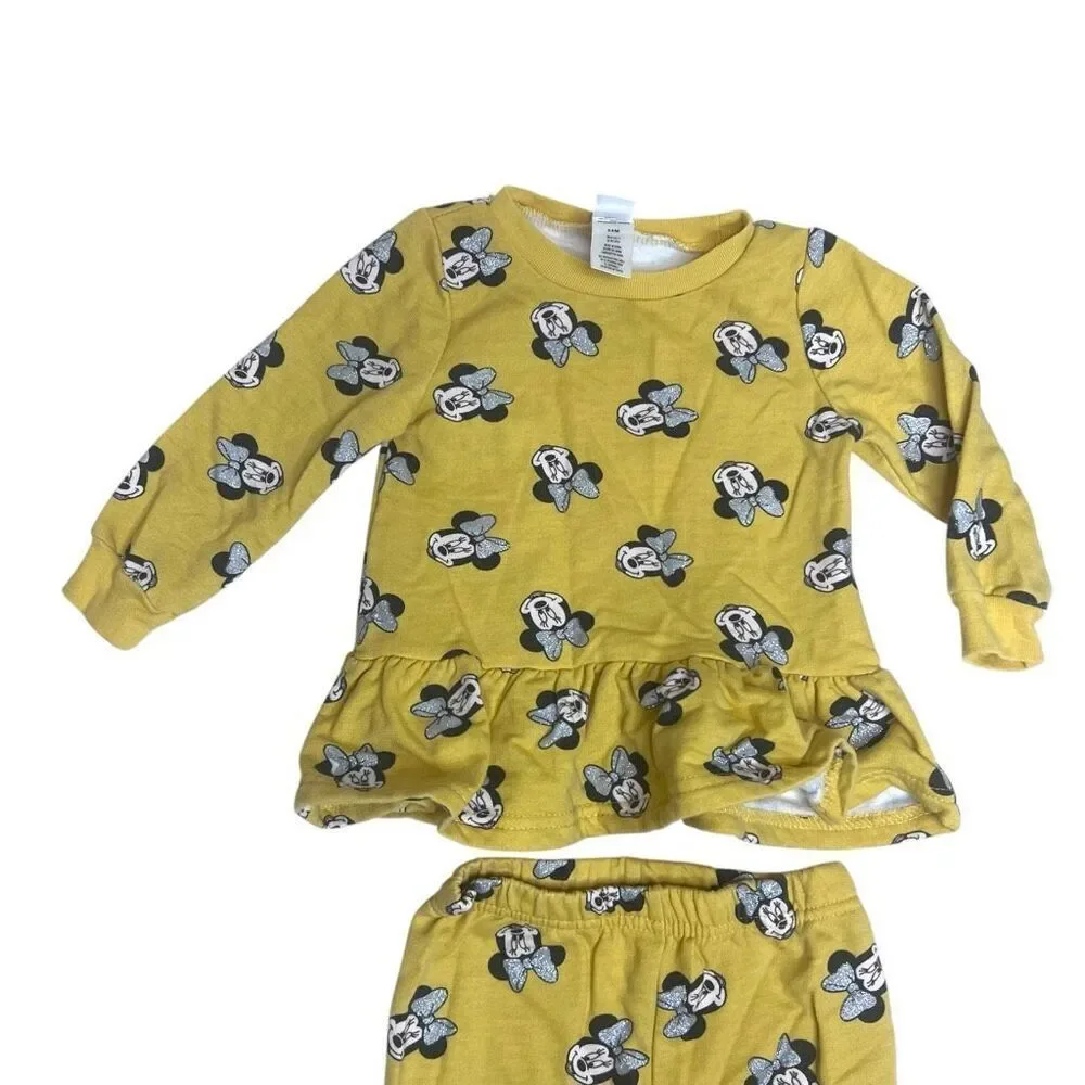 Disney Baby Minnie Mouse Toddler 2-Piece Outfit Set Yellow Size 24M